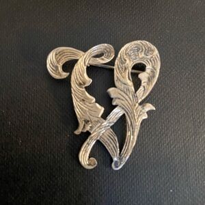 Vtg Mexican (Achoe) Plafina Sterling Silver Letter Brooch